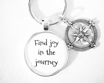 Inspirational Keychain, Find Joy In The Journey Keychain, Compass Keychain, Class Of 2019 Gift, Nautical Graduation Gift Keychain