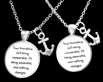 Best Friend Gift, Anchor True Friendship Long Distance Necklace, Best Friend Necklace, Sisters BFF Necklace Set