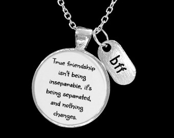 Best Friend Gift, Best Friend Necklace, True Friendship Necklace, Best Friend Jewelry, Long Distance BFF Quote Friends Sisters Necklace
