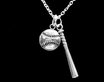 Baseball Necklace, Baseball Jewelry, Bat Gift Necklace, Softball Allstar Charm Necklace