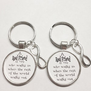 Best Friend Gift, Infinity A Real Friend Walks In When Everyone Else Walks Out Best Friend Partners In Crime Keychain Set