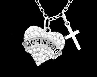 Christian Necklace, John 3:16 Jewelry, Christian Jewelry, Church Friend Gift, Best Friend Necklace, Cross Necklace, Best Friend Jewelry