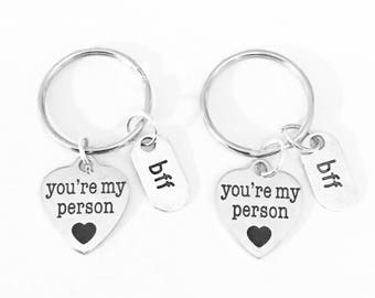 Best Friend Gift, You're My Person Keychain Set, Best Friend Keychain, BFF Keychain Set, Christmas Gift