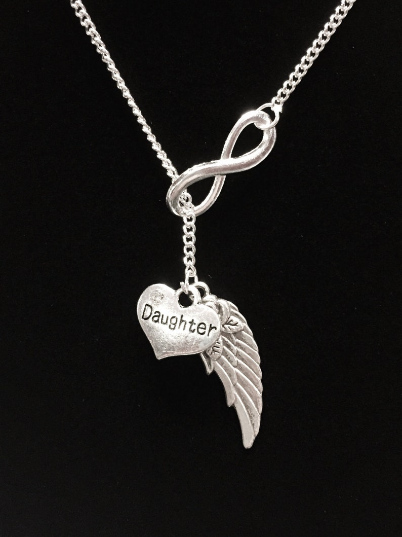 Y Lariat Necklace Angel Necklace Sympathy Gift Infinity Angel Wing Daughter In Heaven Memory Memorial Necklace Daughter