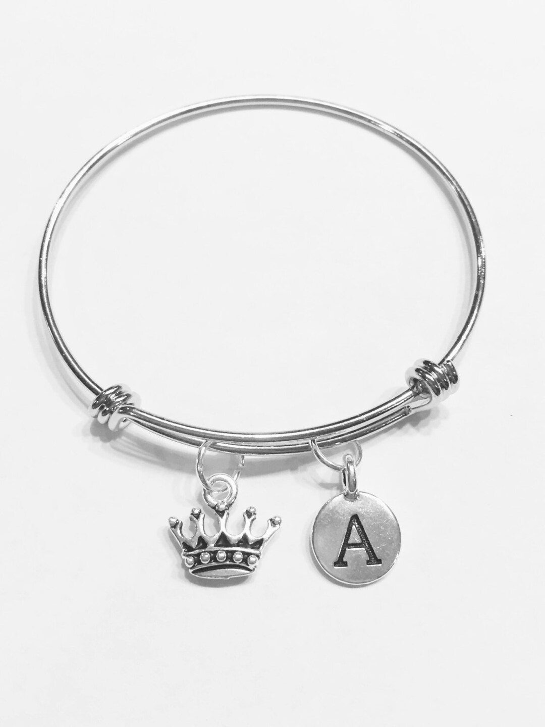 Initial Bangle Bracelet Gift for Her Crown Bracelet Queen Etsy