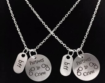 Best Friend Gift, Partners In Crime Necklace, Best Friend Necklace, Handcuff Sisters Best Friend BFF Necklace Set