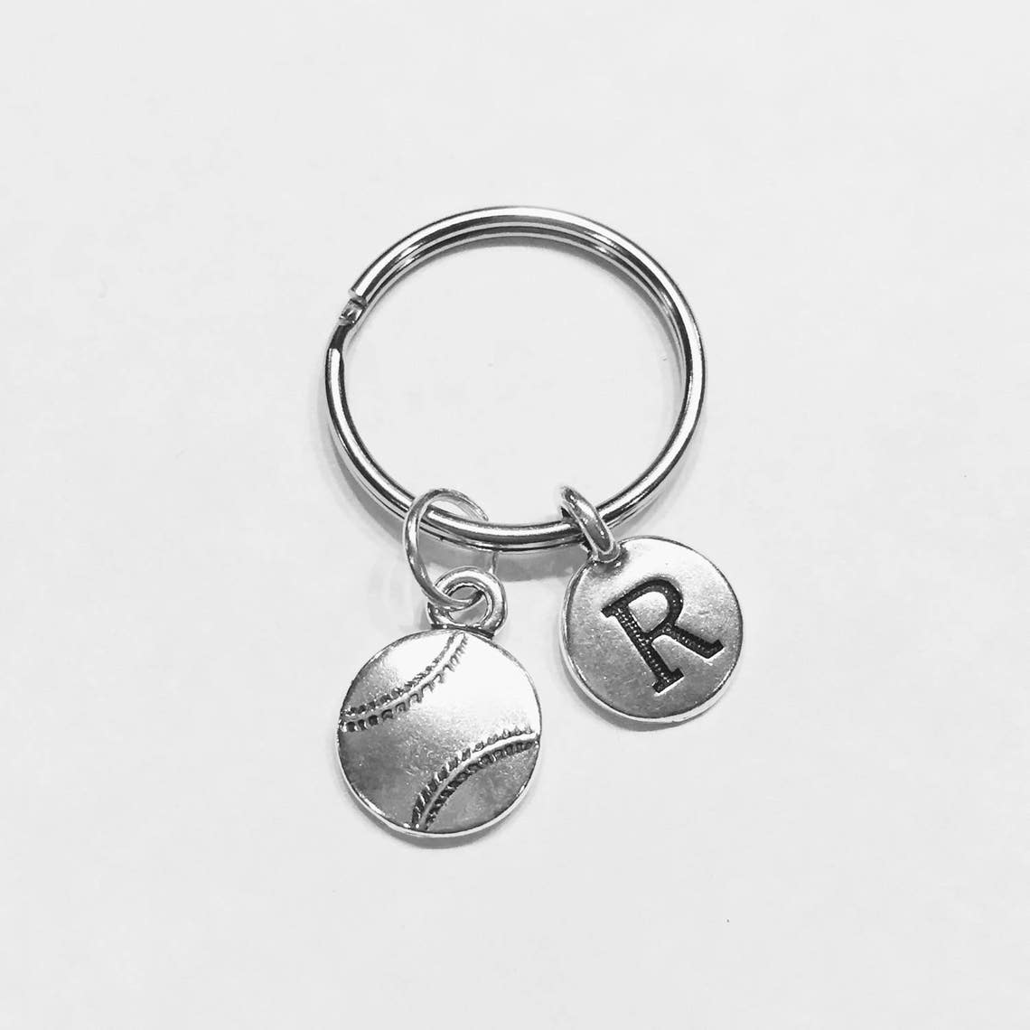 Initial Keychain Baseball Keychain Softball Keychain Sports Etsy UK