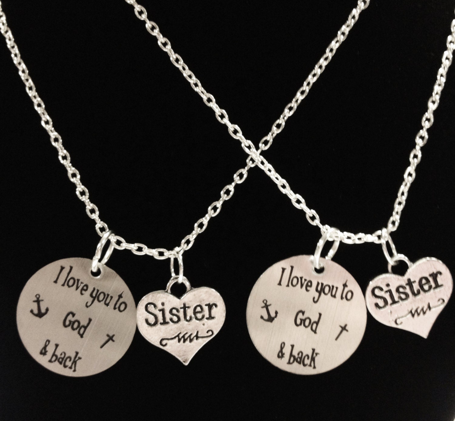 Sister Gift, Sister Necklace Set, Sister Jewelry, Anchor I Love
