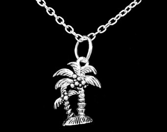 Palm Tree Necklace, Beach Nautical Charm Necklace, Gift Charm Necklace