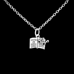 Book Necklace, Book Jewelry, Book Club Necklace, Teacher Gift, Author Reader Writer Jewelry, Book Charm Necklace, Literary Jewelry