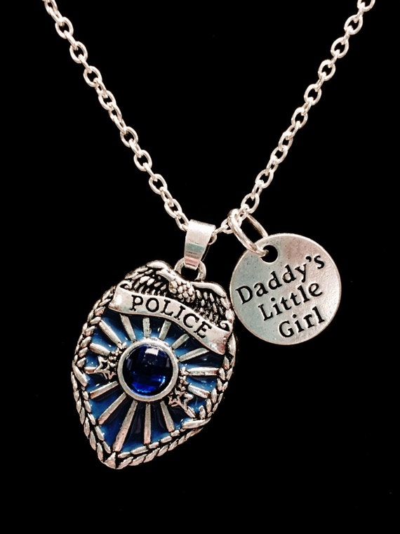 Police Daughter Necklace Police Jewelry Daddy s Little Girl Necklace Blue Police Officer Badge Shield Gift Mother s Day Charm Necklace Etsy