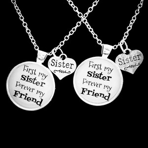 Sister Necklace Set, Sister Jewelry, Sister Gift, First My Sister Forever My Friend Necklace, Sister Gift Set