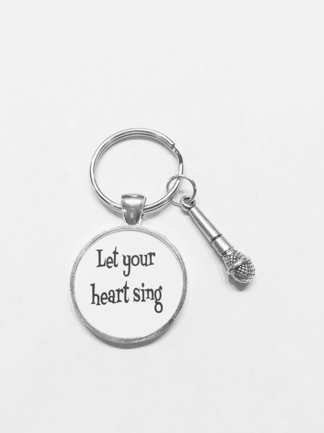 Singer Keychain Singer Gift, Let Your Heart Sing Keychain, Microphone Keychain, Gift ...