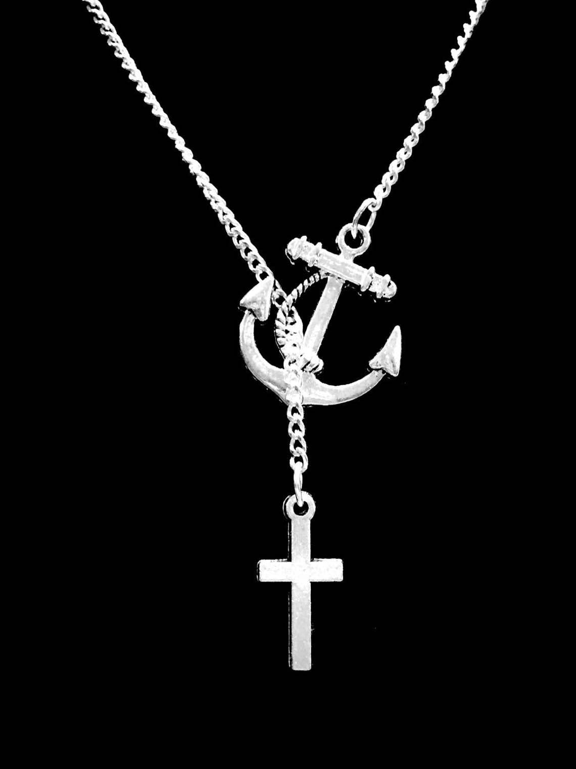 Gift for Her Anchor Cross Necklace Anchor Jewelry Christian Etsy