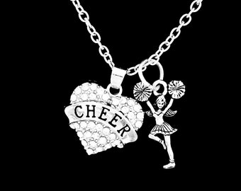 Cheer Necklace, Cheerleader Necklace, Cheerleading Squad Jewelry, Cheerleader Gift, Sports Gift Necklace