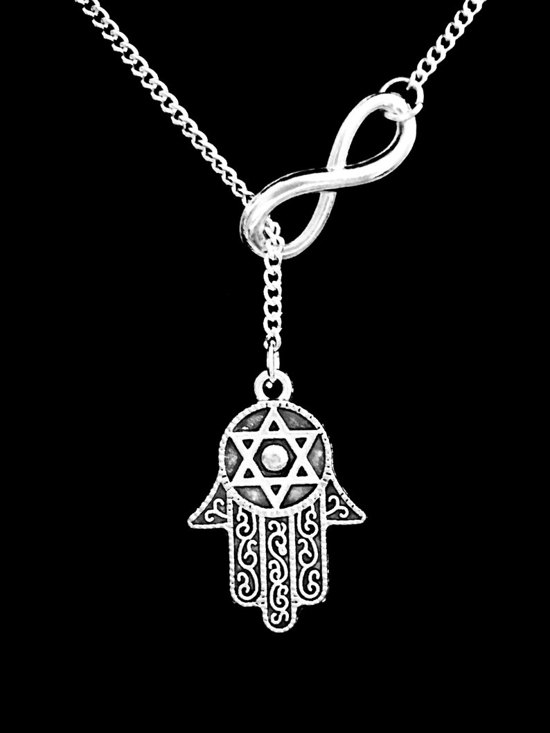 Hamsa Hand Necklace Hamsa Hand Jewelry Infinity Hamsa Hand Etsy