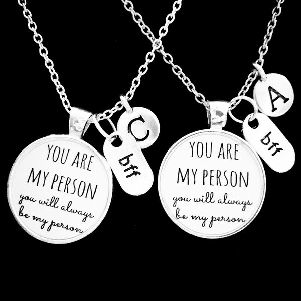 Best Friend Gift, You're My Person Necklace Set, Best Friend Necklace, Best Friend Jewelry, Bff Initial Necklace, Friendship Necklace Set