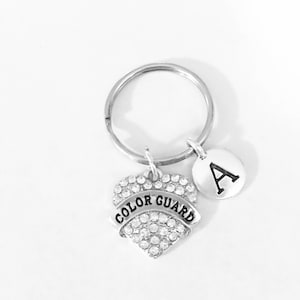 Color Guard Keychain, Color Guard Gift, Initial Keychain, Flag Corp Gift, Marching Band Keychain, Christmas Gift Keychain