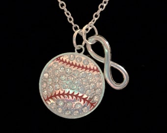 Baseball Necklace, Softball Necklace, Sports Necklace, Infinity Necklace, Gift For Her, Baseball Mom Jewelry