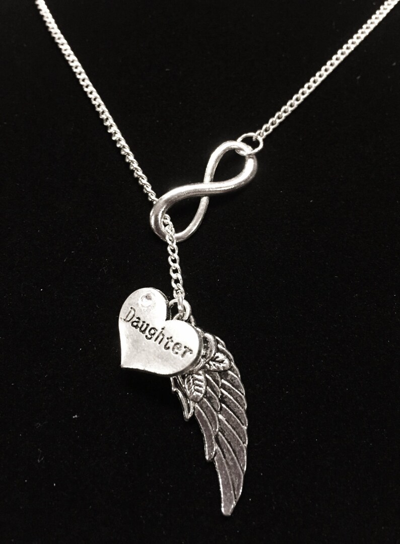 Y Lariat Necklace Angel Necklace Sympathy Gift Infinity Angel Wing Daughter In Heaven Memory Memorial Necklace Daughter