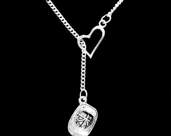 Heart Fire Hat Helmet Firefighter Wife Necklace, Girlfriend Fire Wife Department Y Lariat Necklace