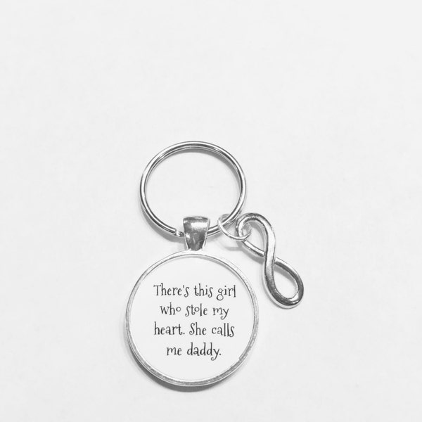 Gift For Him, Daddy's Little Girl, There's This Girl Who Stole My Heart She Calls Me Daddy Infinity Father's Day Gift Keychain