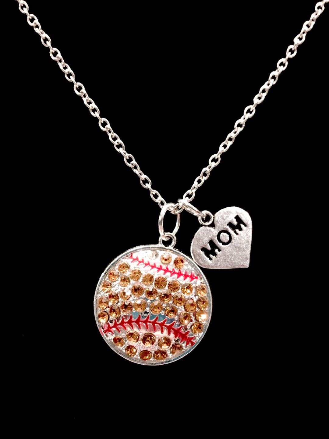 Softball Mom Necklace, Softball Jewelry, Gift Necklace, Heart Gift