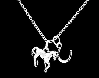 Horse Necklace, Horseshoe Necklace, Animal Jewelry, Cowgirl Country Western Ranch Necklace