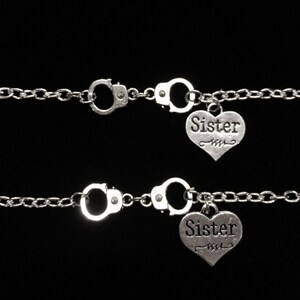 Sister Gift, Sister Bracelet Set, 2 Bracelets Handcuff Partners In Crime Friendship Friends Sisters Set, Best Friend Jewelry