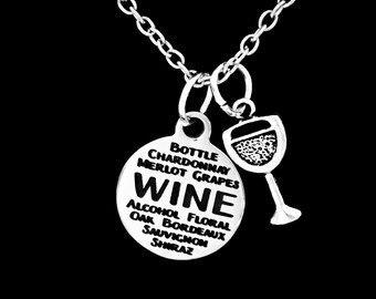 Wine Necklace, Wine Jewelry, Wine Glass Necklace, Best Friend Gift, Sister Necklace, Best Friend Necklace, Mother's Day Gift Necklace