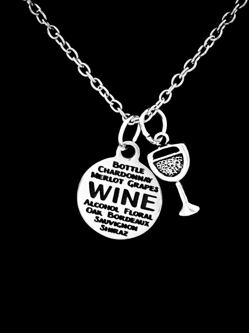 Wine Necklace, Wine Jewelry, Wine Glass Necklace, Best Friend Gift, Sister Necklace, Best Friend Necklace, Mother's Day Gift Necklace image 1