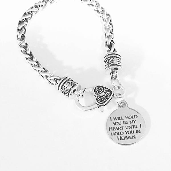 ShiQiao Engelsflügel Schlüsselanhänger – Mit Spruch „I Will Hold You In My Heart Until I Hold You In Heaven“, Silber