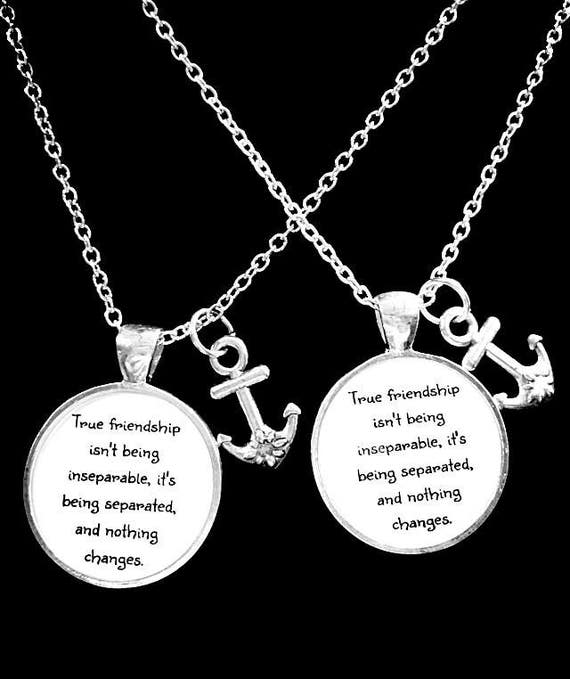 Quotes Friends Forever Anchor Best Friend Gift Jewelry Long Distance Best Friend Necklace: BFF Necklace