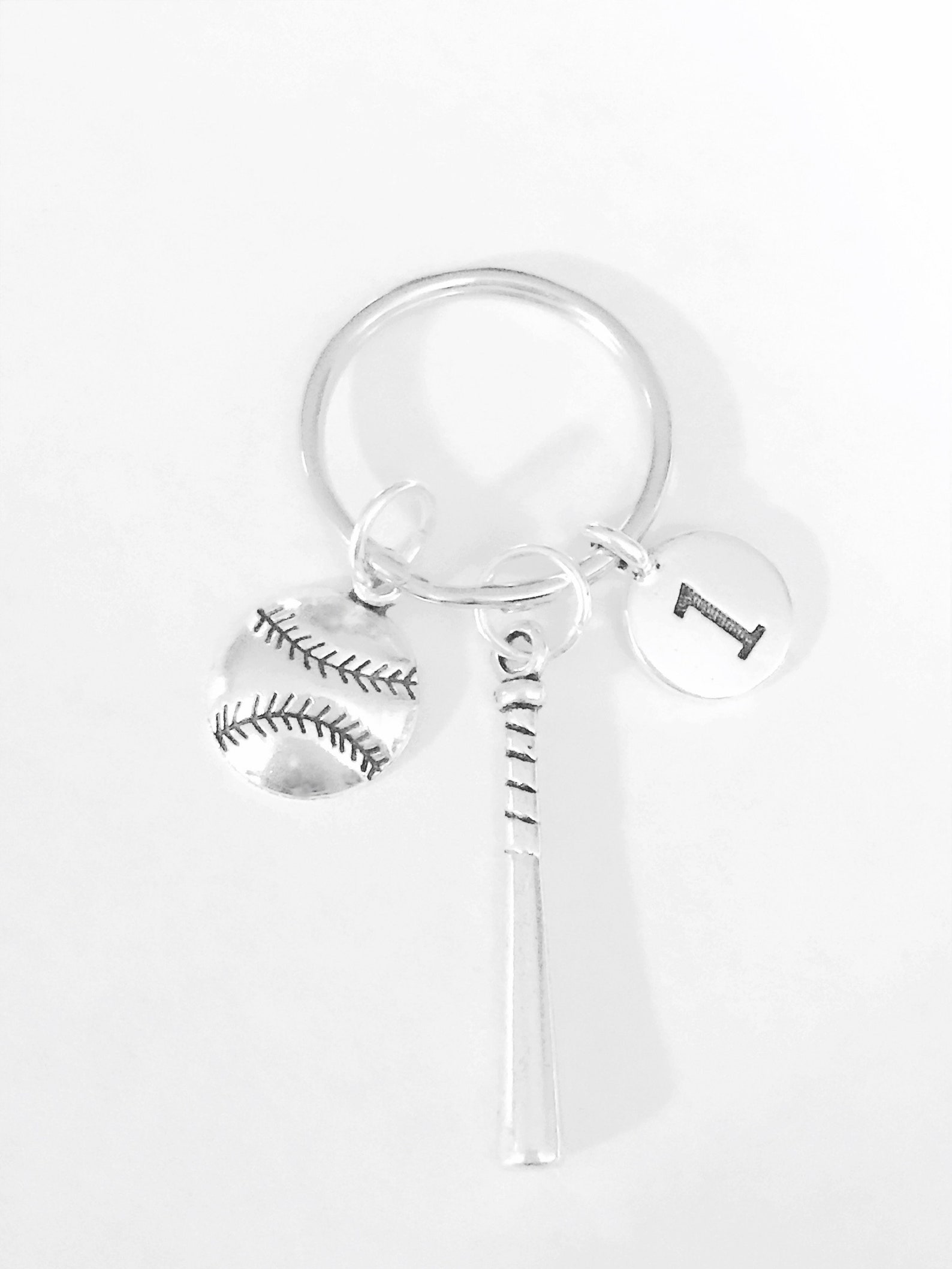 Baseball Bat Keychain Softball Keychain Sports Number Etsy