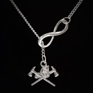 Firefighter Necklace, Firefighter Jewelry, Firefighter Wife Axe Necklace, Fireman Wife Girlfriend Fire Wife Department Y Lariat Necklace