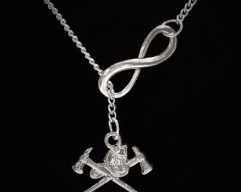 Firefighter Necklace, Firefighter Jewelry, Firefighter Wife Axe Necklace, Fireman Wife Girlfriend Fire Wife Department Y Lariat Necklace