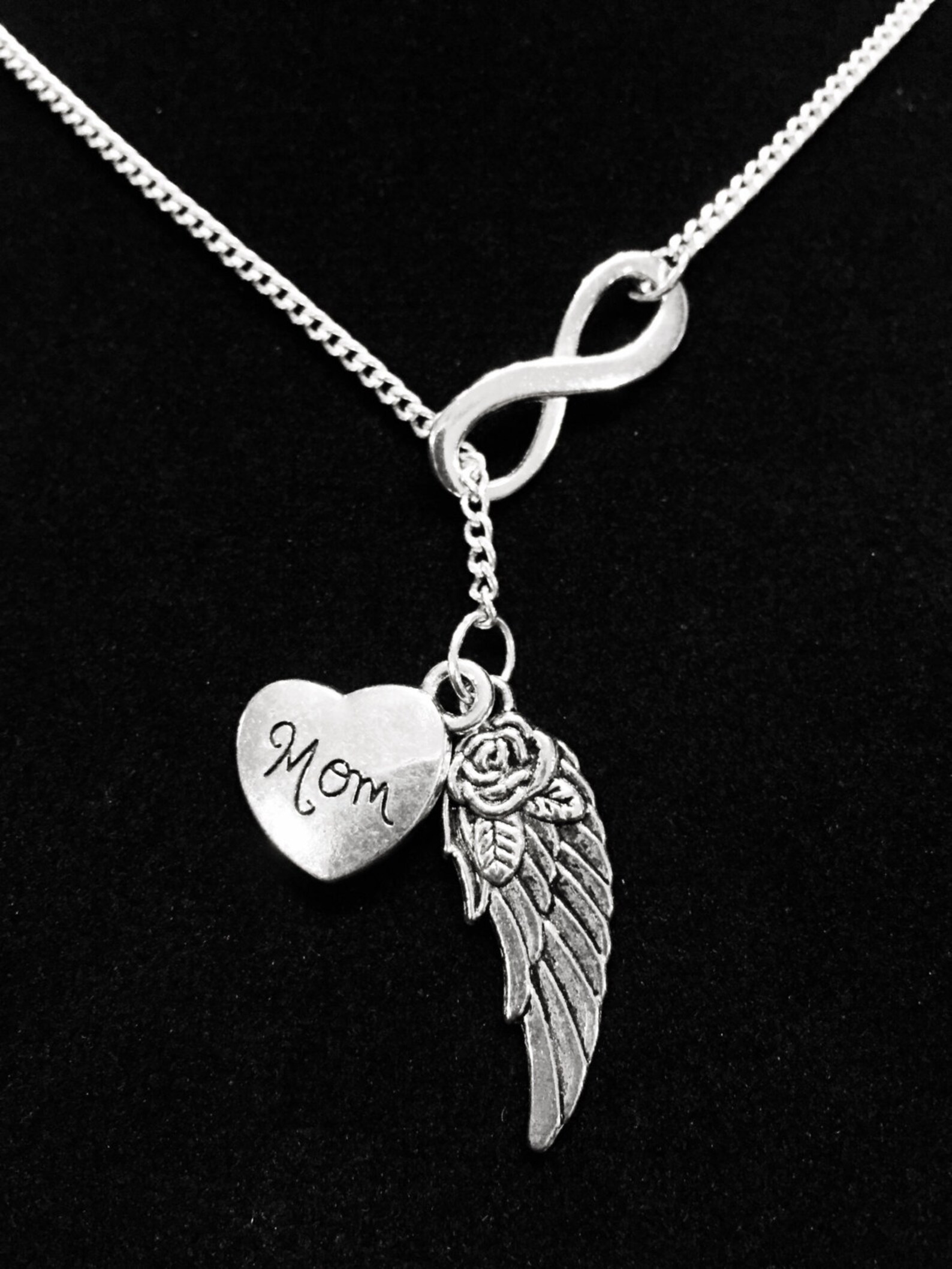 Memorial Necklace Mom Infinity Guardian Angel Wing Mom in Etsy