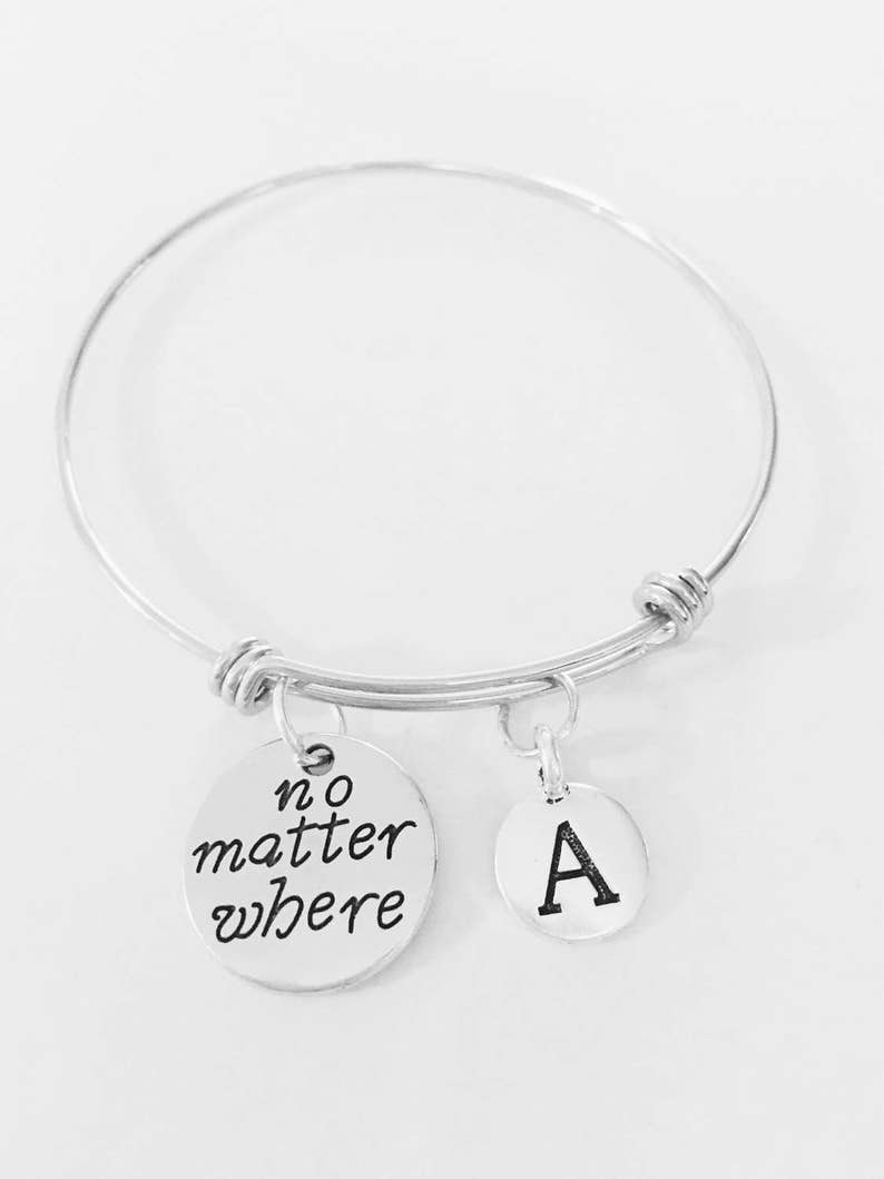 Long Distance Travel Gift Best Friend Gift Bangle Sister Gift Bracelet Best Friend Bracelet No Matter Where Bangle Bracelet