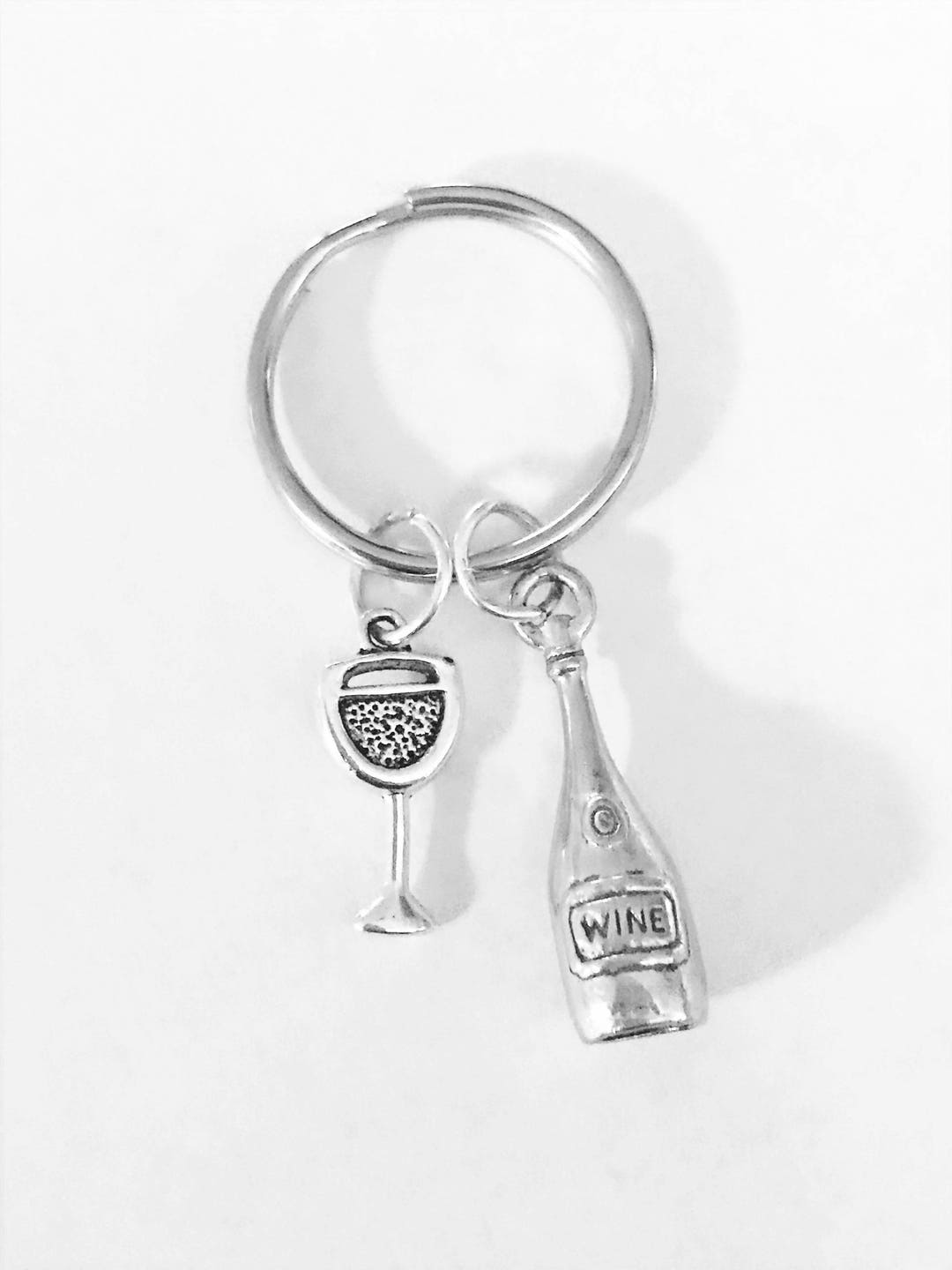 Wine Glass Keychain, Wine Bottle Keychain, Best Friend Keychain, Sister