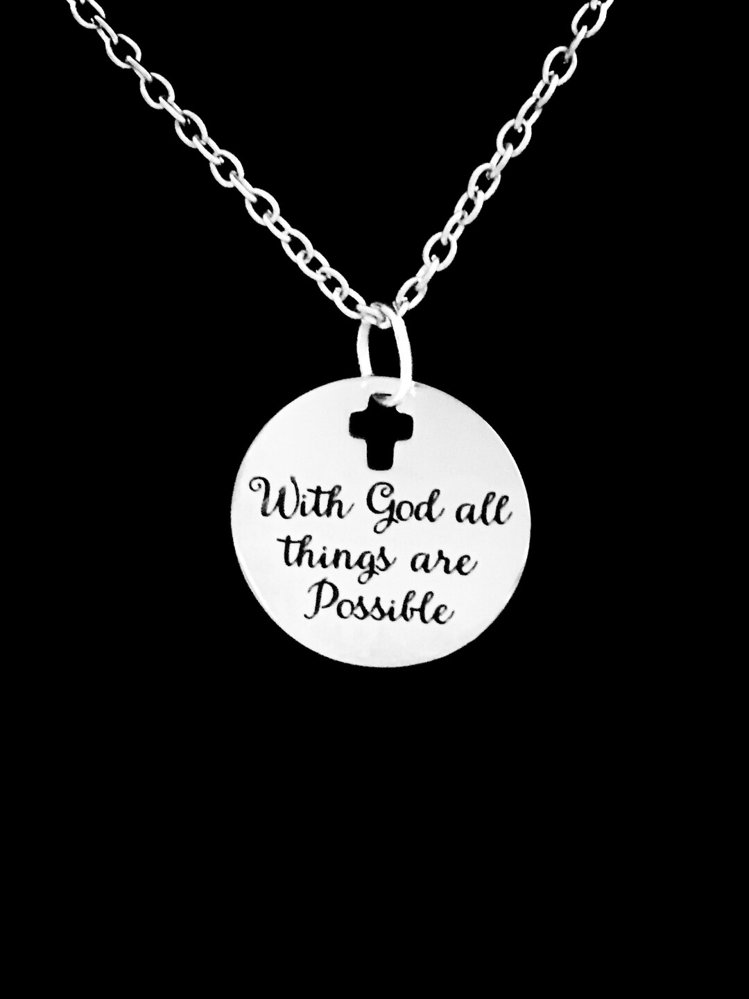 Christian Necklace Bible Scripture Necklace With God All Etsy
