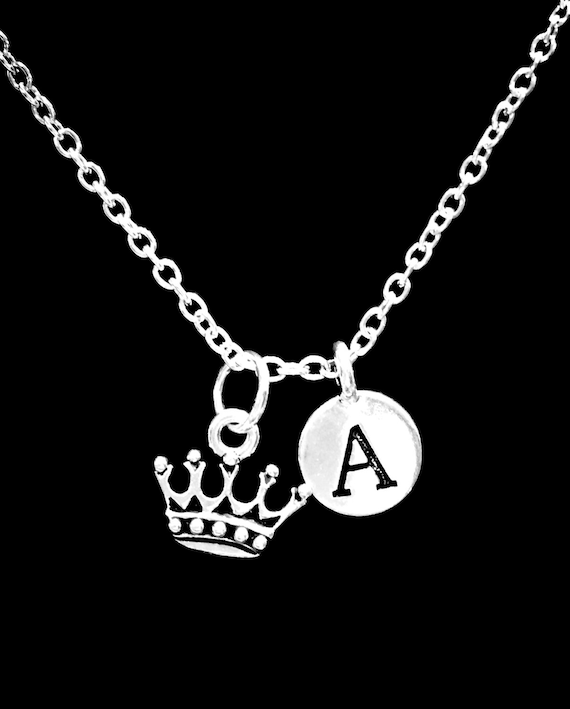 Crown Necklace, Crown Jewelry, Initial Necklace, Gift for Her