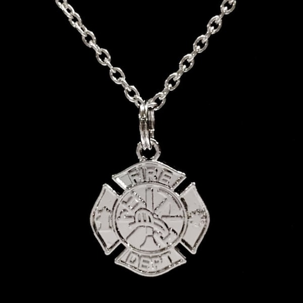 Firefighter Gift Necklace, Maltese Cross Firefighter Wife Girlfriend Fire Wife Department Necklace