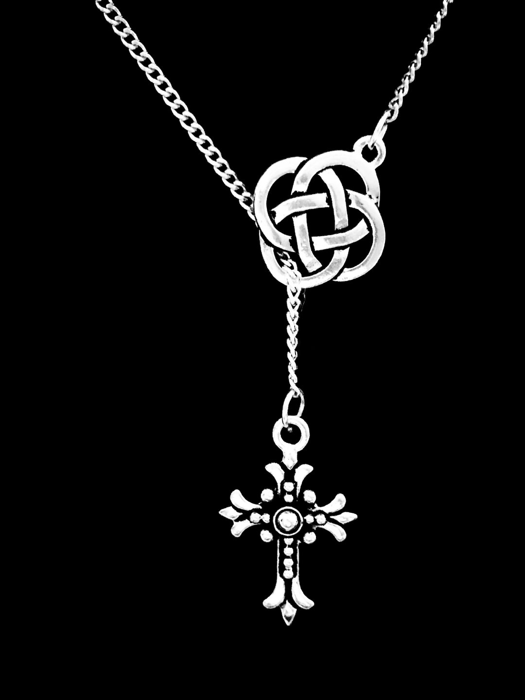 Celtic Knot Necklace Celtic Jewelry Fleur Cross Necklace - Etsy