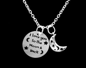 Celestial Necklace, Best Friend Necklace, I Love You To The Moon And Back Necklace, Celestial Crescent Moon Gift Necklace