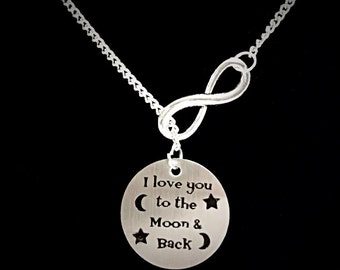 Gift For Her, I Love You To The Moon And Back Necklace, Infinity Best Friend, Sister Gift Y Lariat Necklace