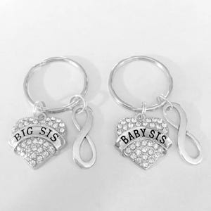 Sister Gift, Sister Keychain, Big Sis Baby Sis Little Sister Infinity Sisters Forever Gift Keychain Set