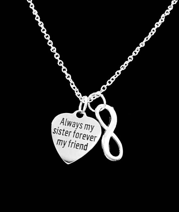 Infinity Collection Sister Keychain – 'Always My Sister Forever My Friend' Charm On Heart Key Ring, Silver Plated Gift - View #9