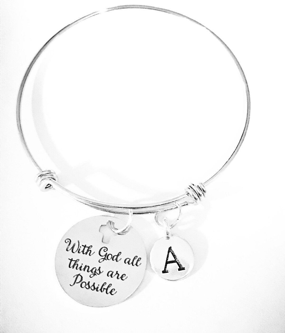Christian Bangle Bracelet, With God All Things Are Possible Jewelry