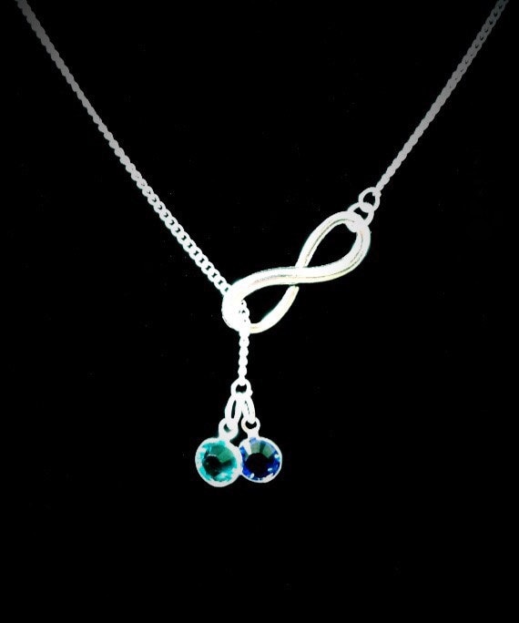 Birthstone Necklace, Mother Necklace, Wife Necklace, Infinity