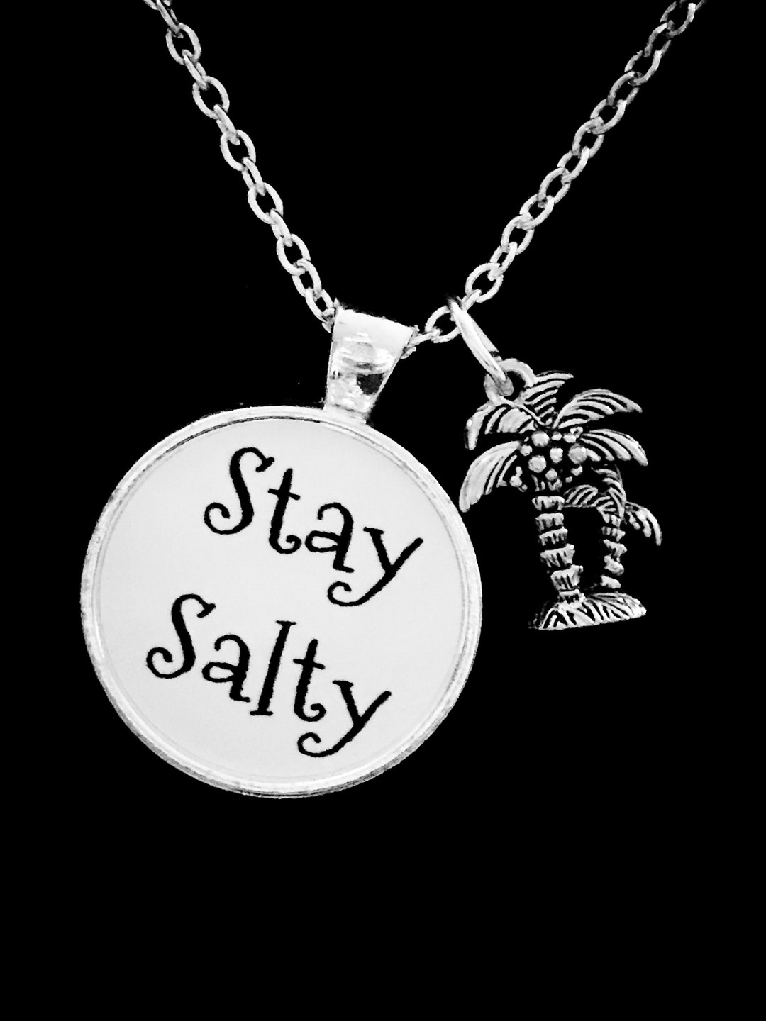 Stay Salty Necklace Beach Jewelry Palm Tree Necklace Palm Etsy